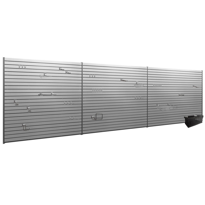 Silver 120 Sq. Ft. PVC Slatwall with 40-Piece Accessory Kit