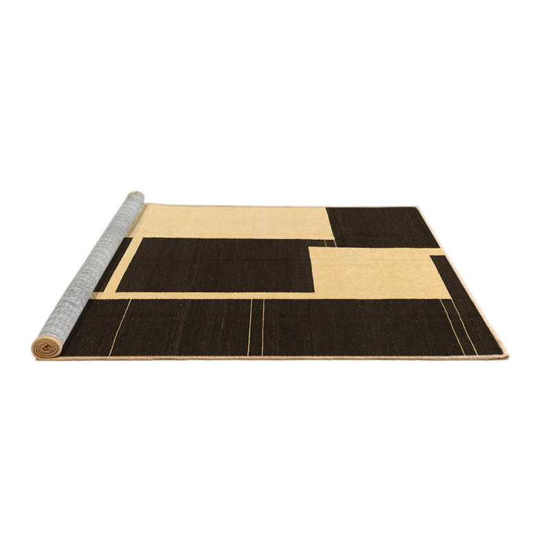Tapis contemporains brun lavable à la machine 2776, Carré 4 pi