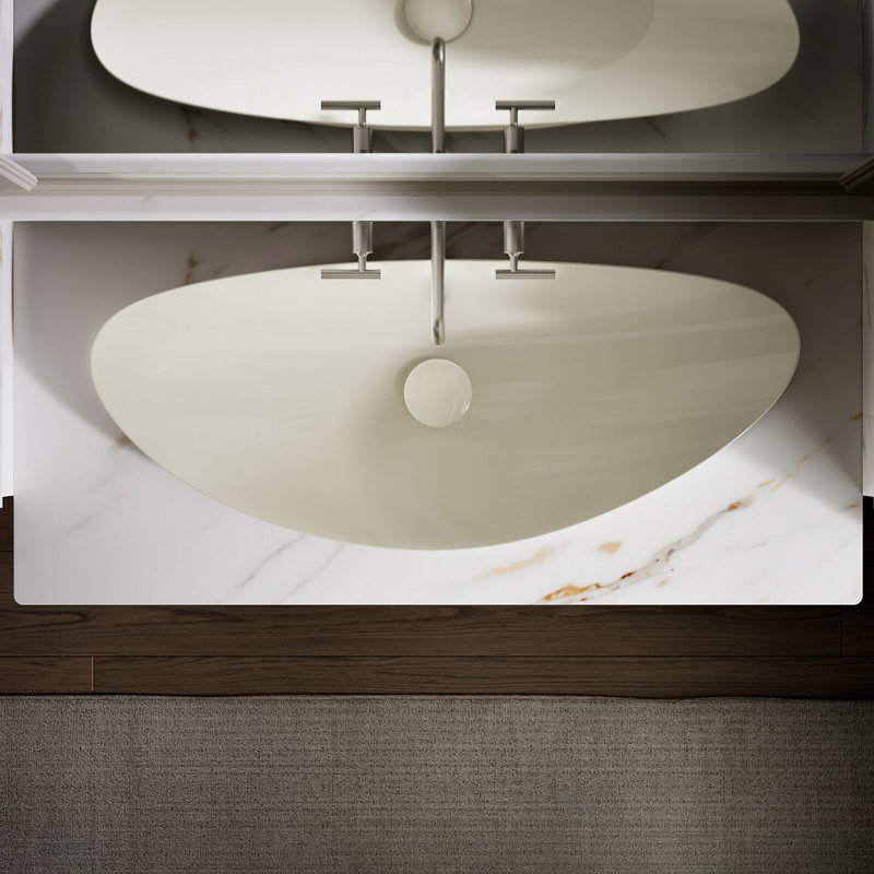Veil® Trough Fireclay Specialty Vessel Bathroom Sink, Biscuit