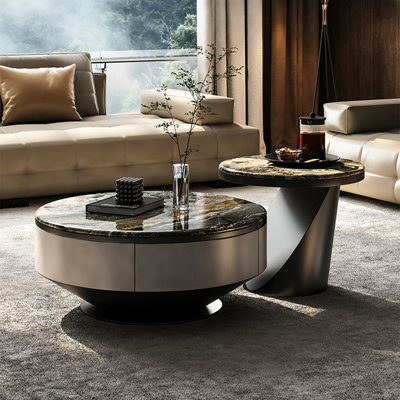 Table basse ronde en pierre micro-cristalline