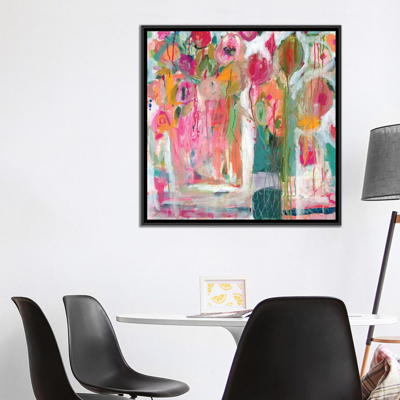 «Pink Melody I», impression sur toile, H 37 po x l 37 po x P 1,5 po, Toile avec cadre noir, Pas de tapis