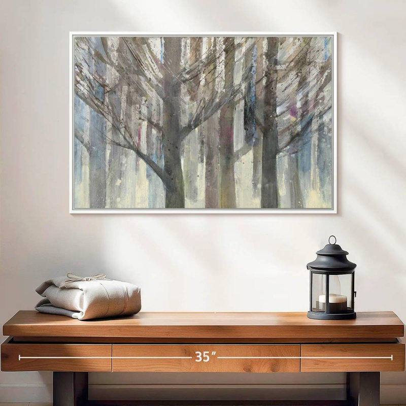Lumière forêt, Cadre flottant blanc, 25 po x 17 po
