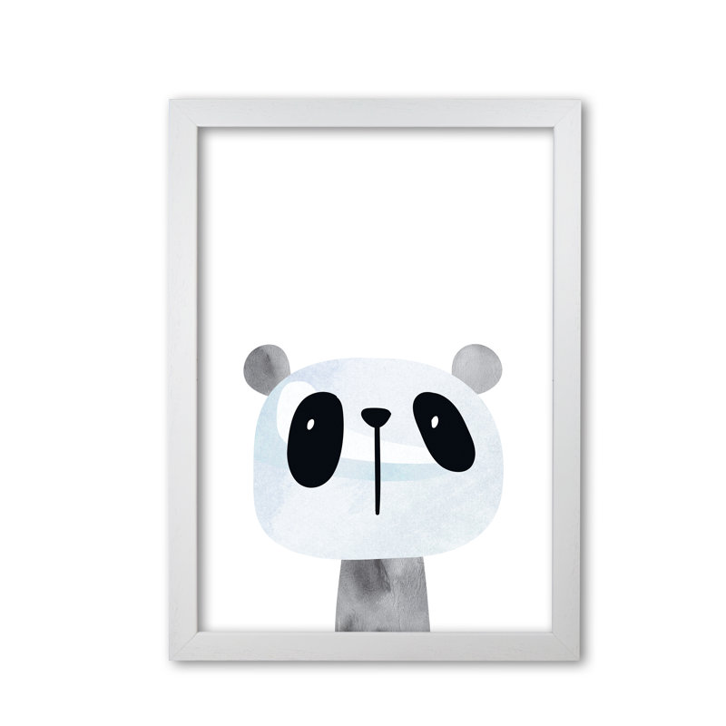 Scandi Panda - Painting, White Grain Frame, 85 cm H x 60 cm W x 5 cm D