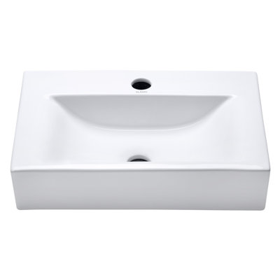 Elanti 12.13'' White Ceramic Rectangular Bathroom Sink