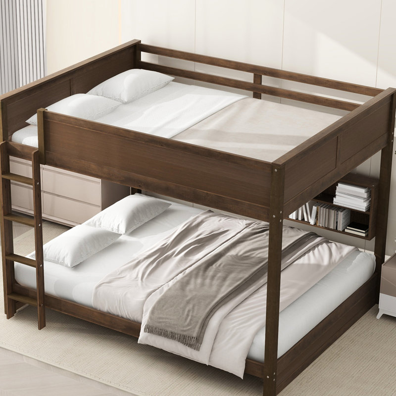 Grand lit superposé antique avec compartiments de rangement pratiques et spacieux, Bois