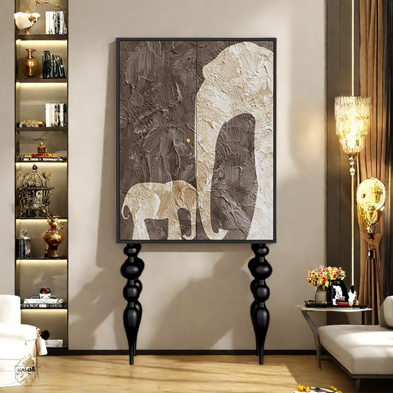 Armoire moderne à double porte minimaliste, Brun / Noir