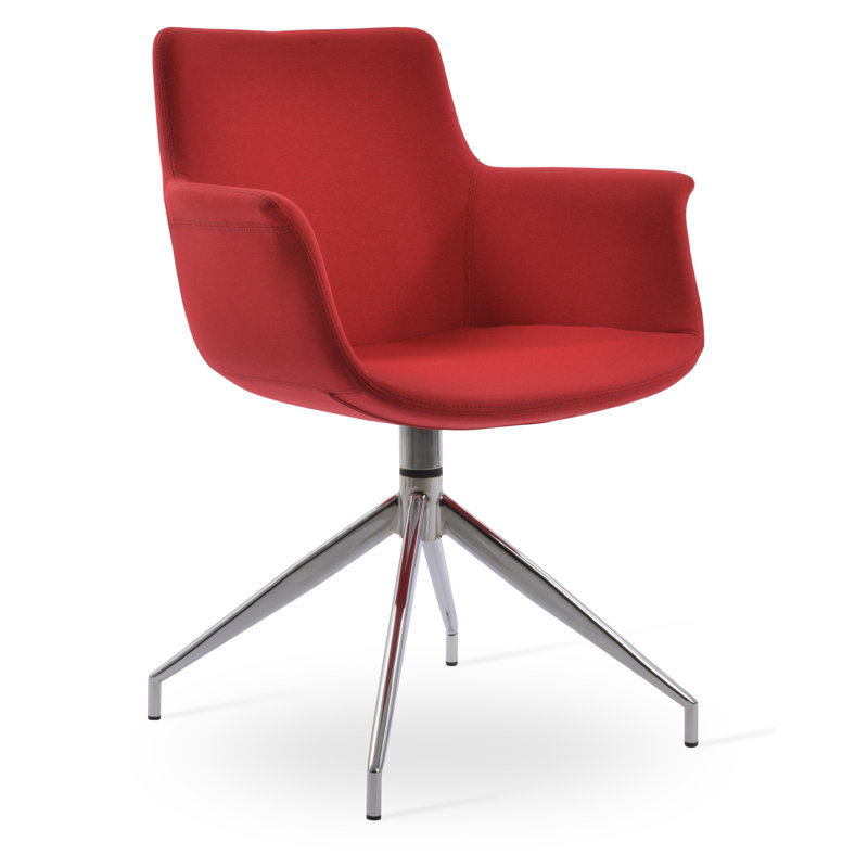 Bottega Metal Solid Back Arm Chair, Era Red