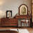82.68"American-style brown chest of drawers with dressing table and mirror