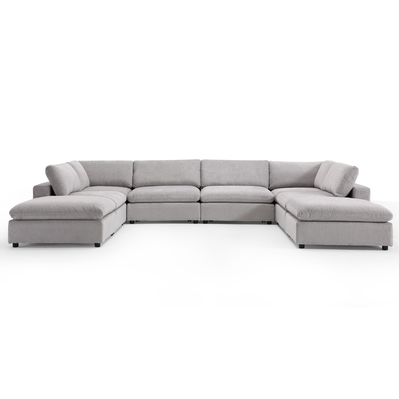 Nuccio 8-Piece Minimalist Modern Soft-Upholstered Sectional With Ottoman