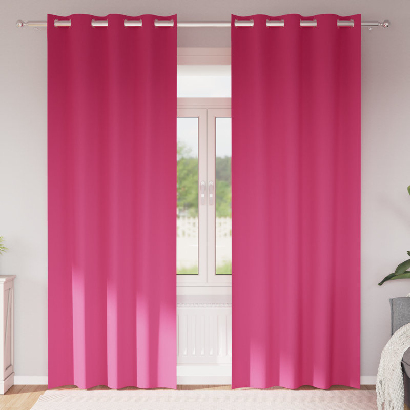 Tacorian Curtain Pair, Bright Pink, 140cm Width x 225cm Drop