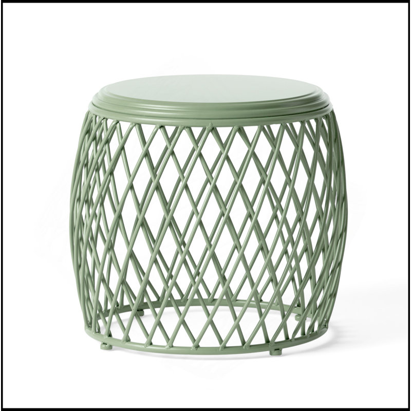 Table d'appoint en fer résistante aux intempéries en treillis pour patio, jardin et balcon, Vert