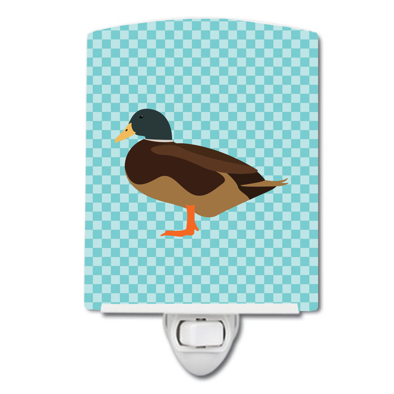 Éclairage pour nuit en céramique bantam canard check, Bleu