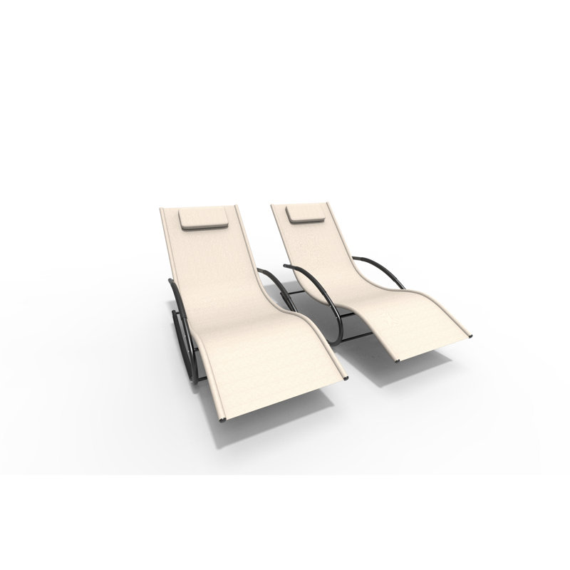 Outdoor Metal Chaise Lounge, Beige