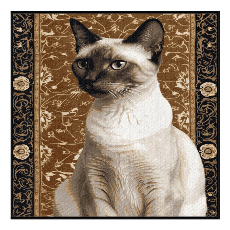 Washable Oriental Shorthair Cats Area Rug, Square 5'