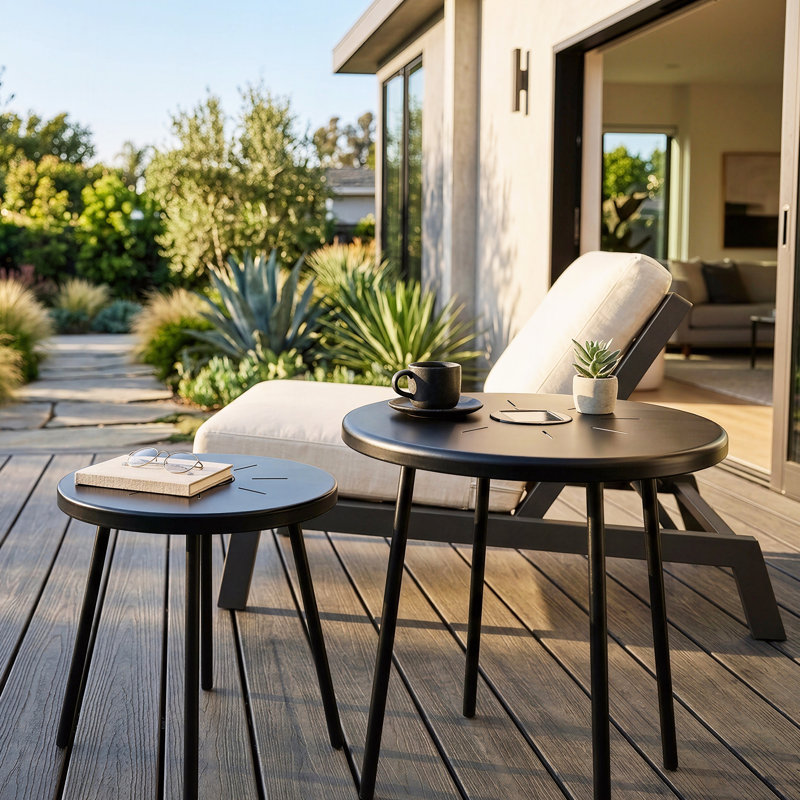 2-Pack Solar Powered Side Table Set with LED Light