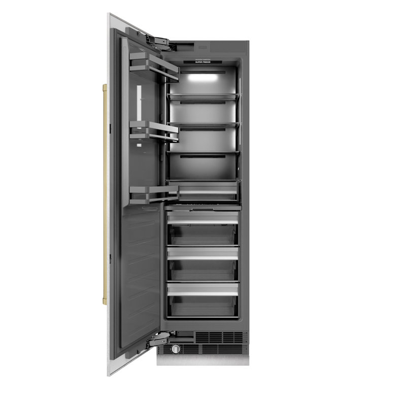 ZLINE Autograph Edition 24 in. 12.4 cu. ft. Column Freezer with Graphite Gray Interior and Champagne Bronze Accents
