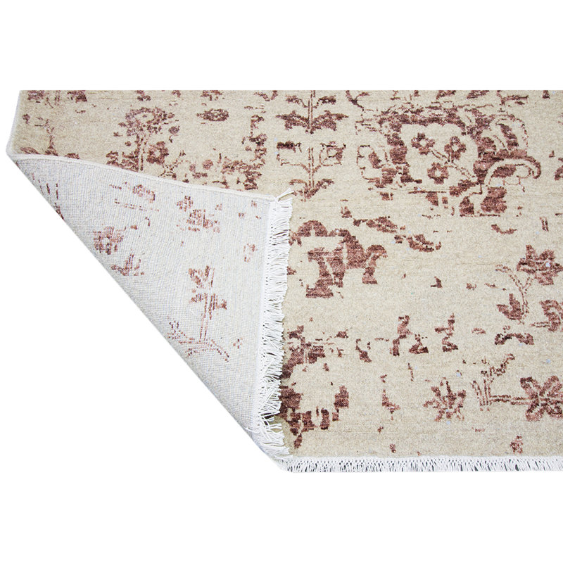 Floral Area Rug in Natural/Wine, Rectangle 10' x 14'
