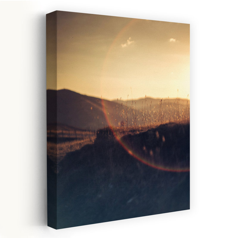 Art mural abstrait doré Golden Horizon Glow, H 24 po x l 16 po