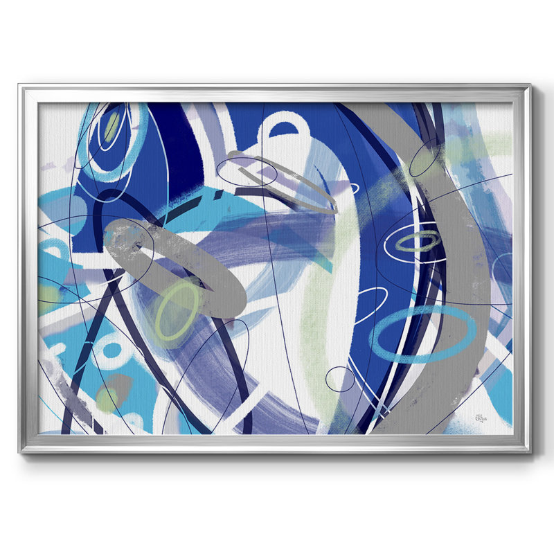 «Blue Flow», toile tendue avec châssis_RID063, Argent, H 26 po x l 38 po x P 1,5 po
