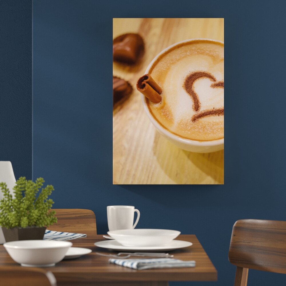 Leinwandbild Kaffee Coffee Herz aus Schaum Cappucino, Fotodruck