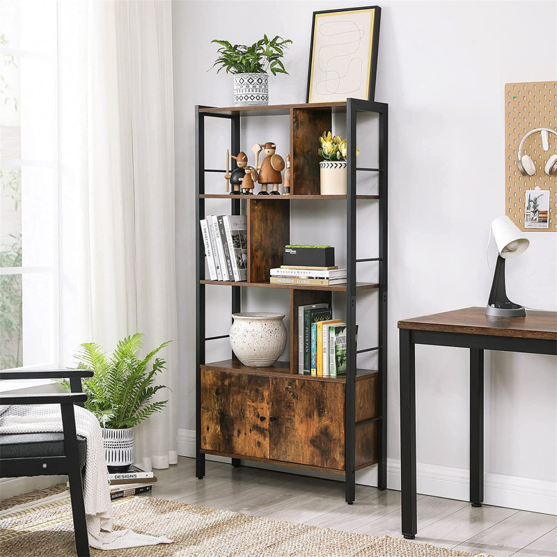 Andjoua 154.5cm H x 74cm W Bookcase, Rustic Brown
