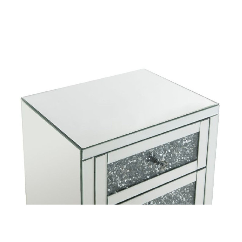 Rollins Mirrored Glass Top 3 - Drawer End Table