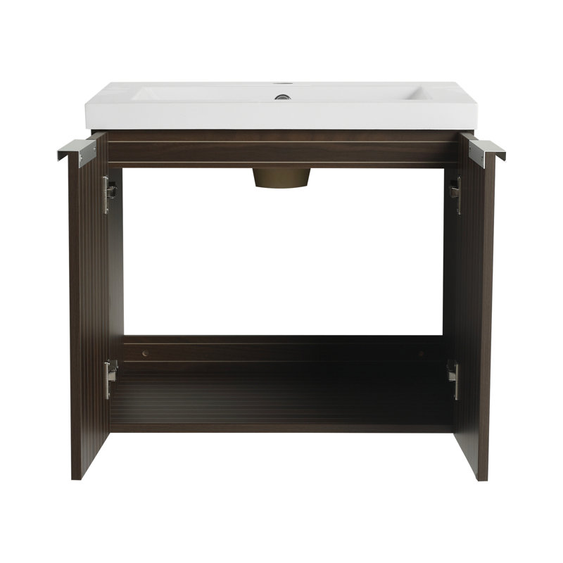 Meuble-lavabo de 24 po avec lavabo en résine, espace de rangement supplémentaire, surface de rangement élégante pour armoire