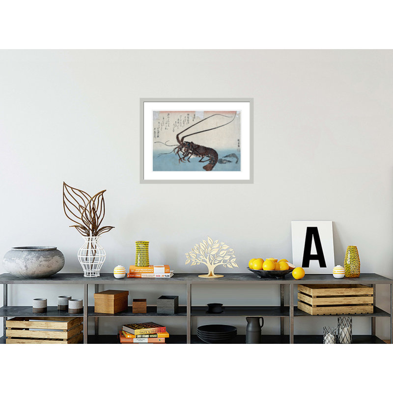 Crevette et homard par impression giclée encadrée, H 22,24 po x l 29,5 po