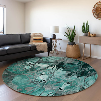 Tapis bleu sarcelle de qualité supérieure lavable à la machine Cerrito AMF558