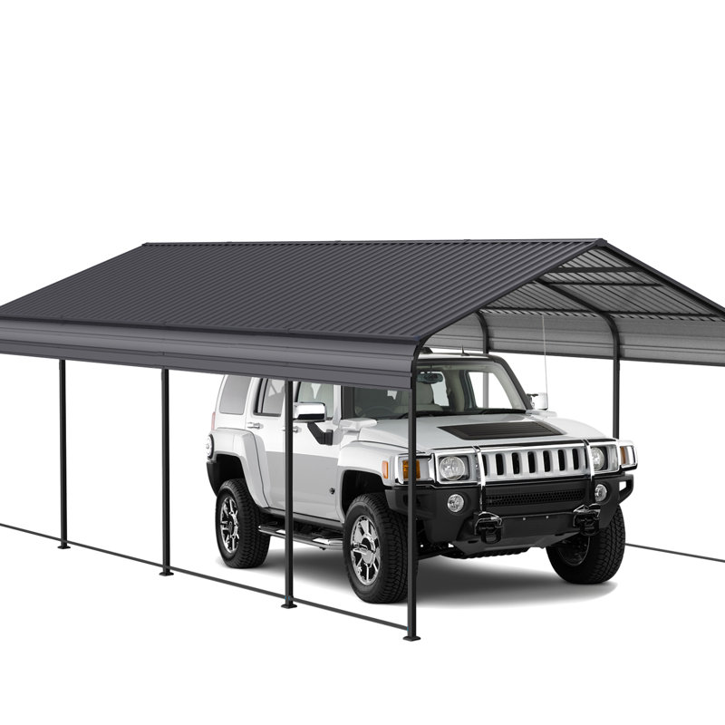 Galvanized Steel Roof Metal Carport 1220 Ft - Spacious Outdoor Shelter Gray Stable Vehicle
