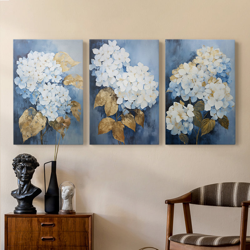 Floral Study Series XLV III - Ensemble de toiles tendues avec châssis Premium - Prêt à être accroché