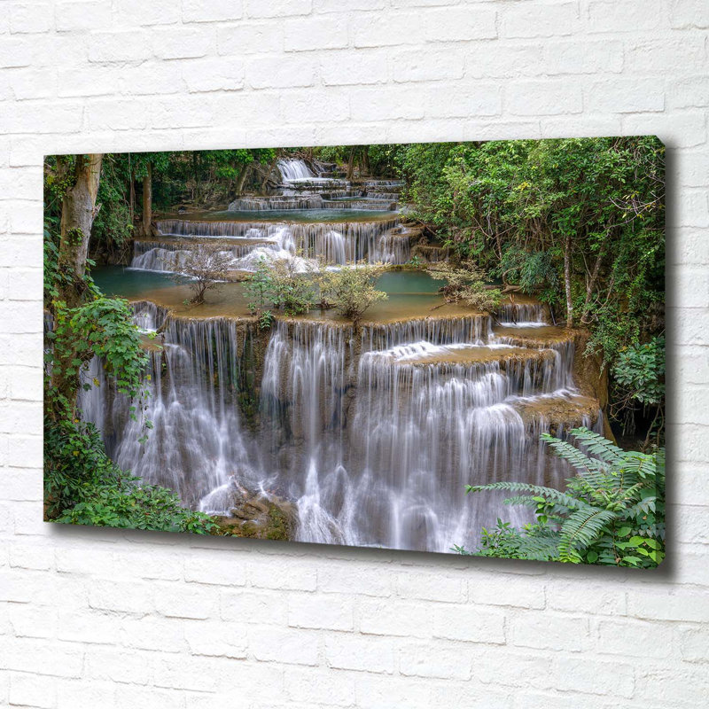 Waterfall In The Forest - Wrapped Canvas Print