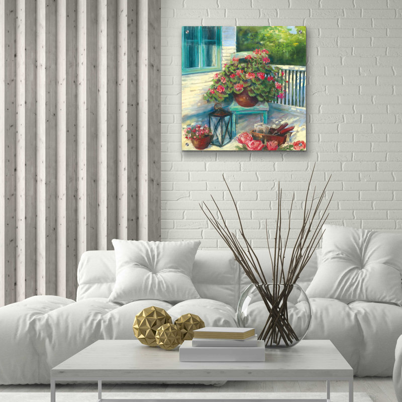 «Porch Geraniums» par Carol Rowan, H 24 po x l 24 po x P 0,2 po