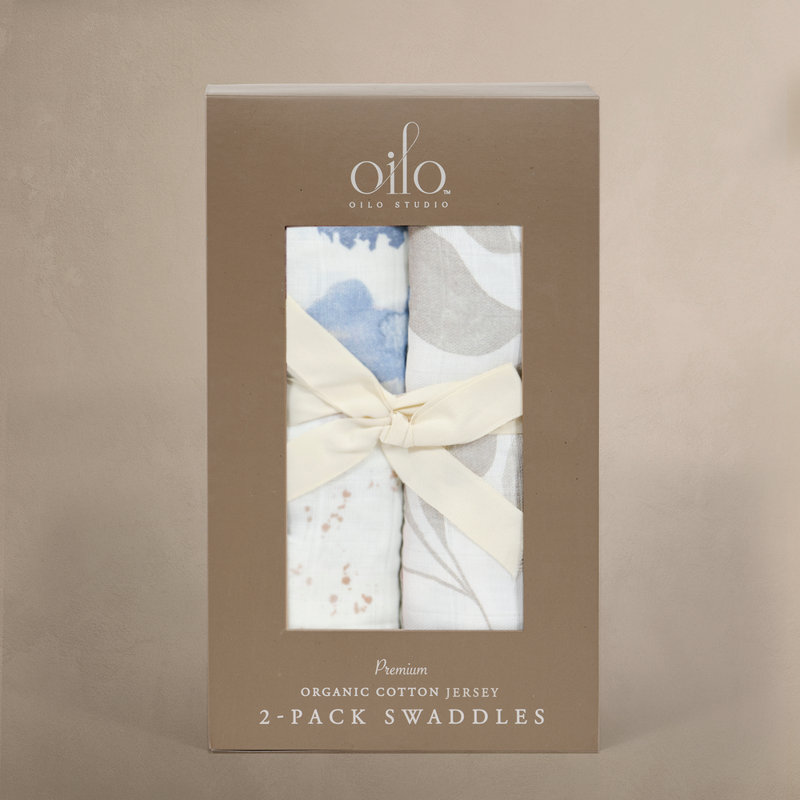 Oilo Studio - Couvertures en jersey de coton de qualité supérieure, Misty Mountain & Ink