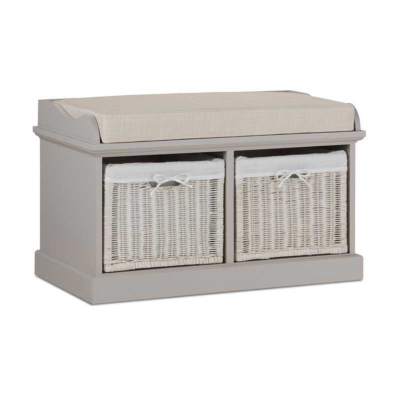 Bastogne Polyester Blend Upholstered Storage Bench, White, Beige, Blush