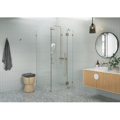 Halo 37 in. x 37 in. x 78 in. 90-degree glass hinged Fully Frameless Glass Shower Enclosure