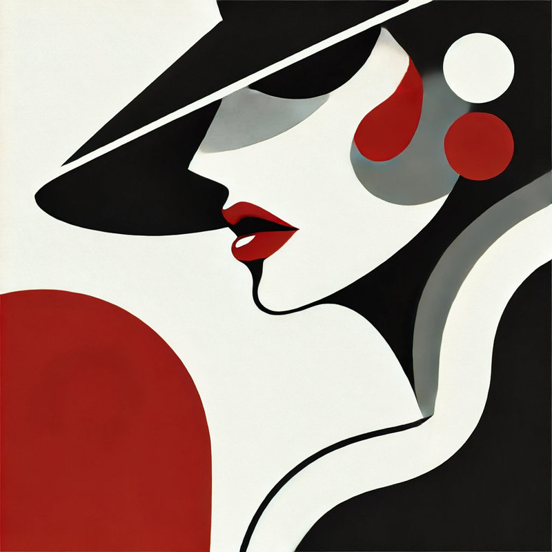 «Timeless Glamour Abstract Woman», art mural sur toile tendue, H 12 po x l 12 po x P 1 po