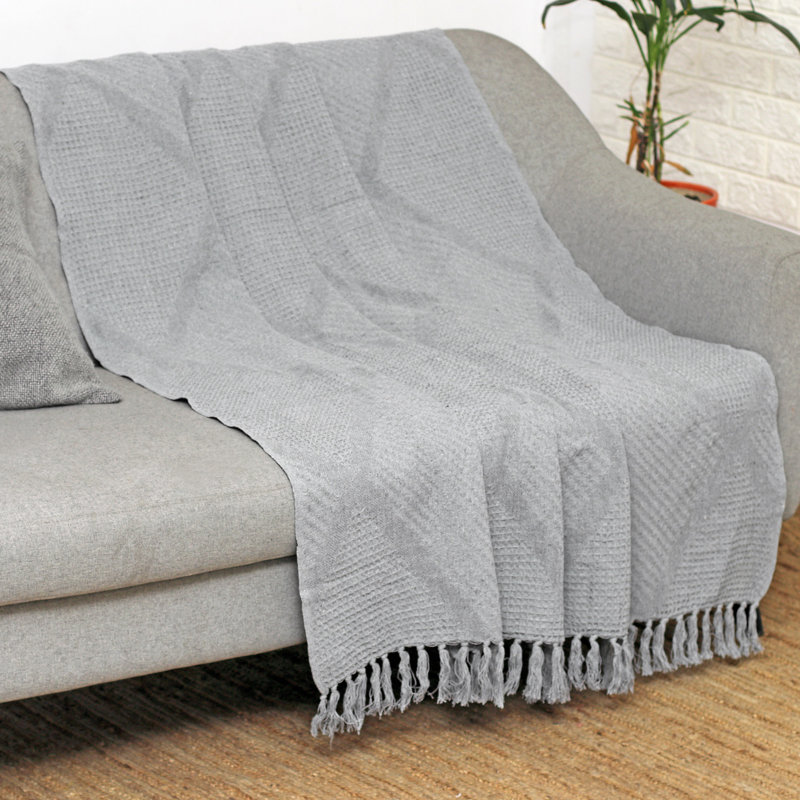 Hand Woven Heated Throw Blanket, Gray