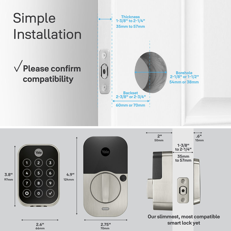 Yale Assure Lock 2 Key-Free Touchscreen With Wi-Fi And Ridgefield Handle, Black Suede