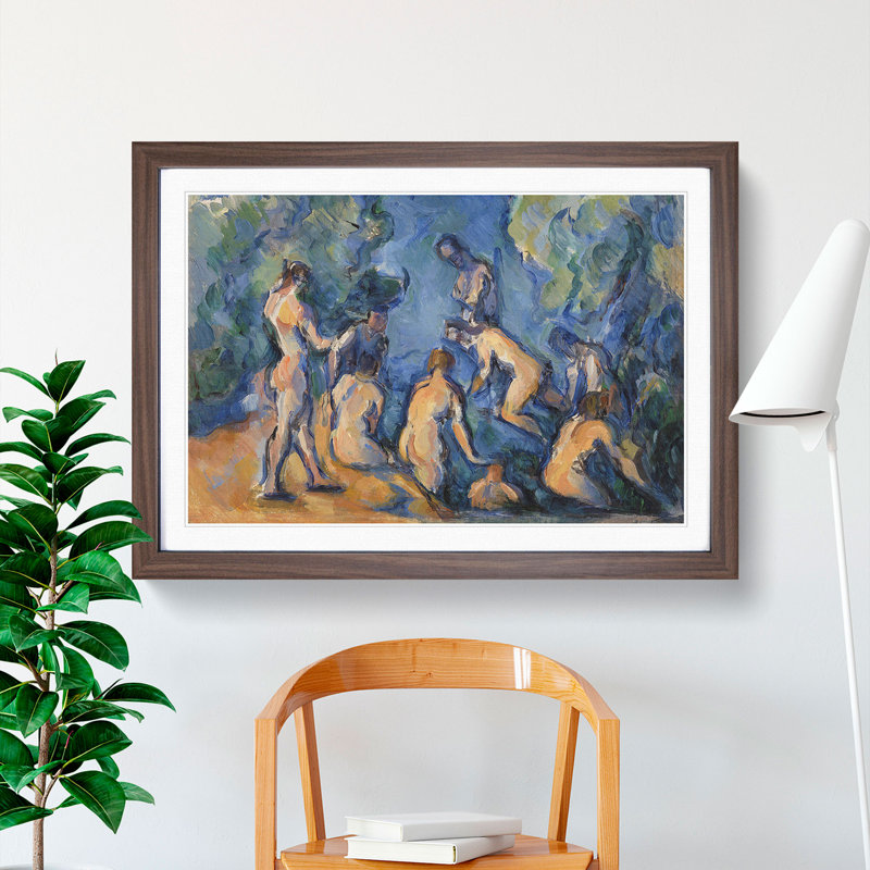Bathers Vol.3 by Paul Cezanne - Picture Frame Painting, 36cm H x 48cm W x 2cm D, Walnut Framed
