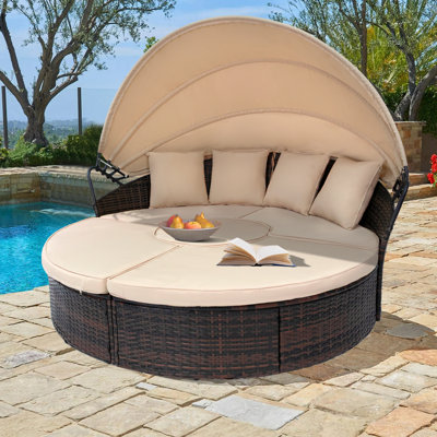 Behling 71.7'' Wicker Outdoor Patio Daybed with Cushions -  Brayden StudioÂ®, A58A8CB6DDE046A2B489339E1A9F3065