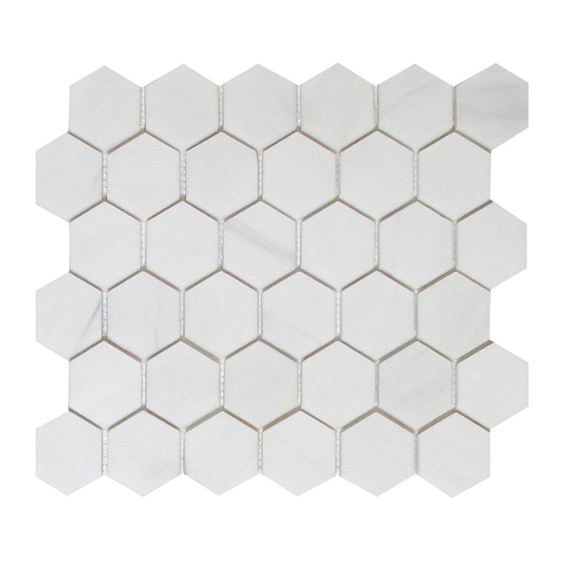 Carreau de mosaïque blanc 2" x 2" hexagonal Soft Touch