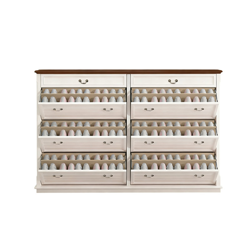 White Solid Wood Shoe Storage Bench, 48.43" H x 70.87" W x 11.42" D