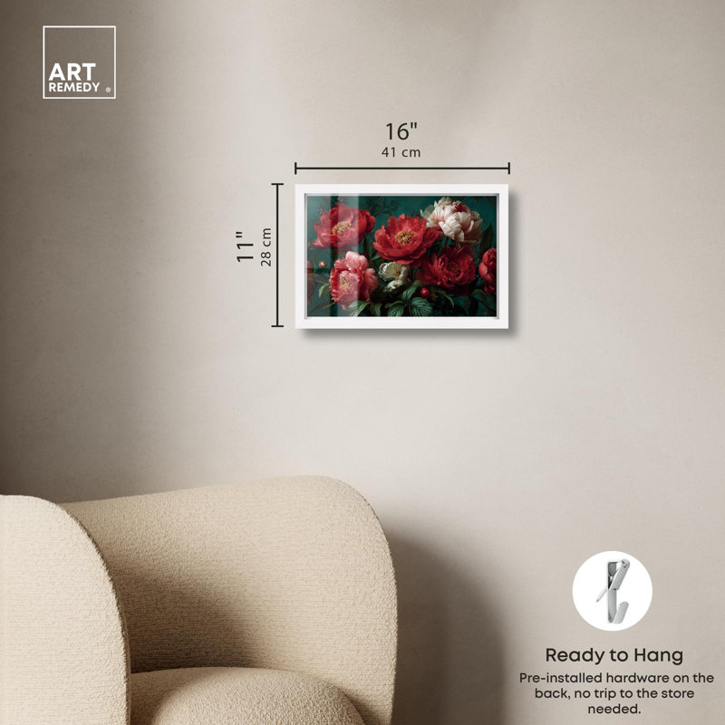 Pivoine opulence rose, H 11 po x l 16 po, Blanc