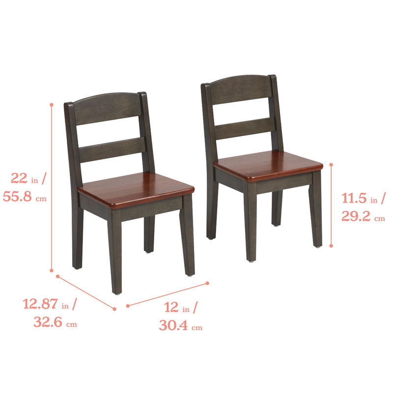 ECR4Kids Wooden Hideaway Chair, Childrens Furniture, Dark Walnut/Grey Wash, 2-Pack, Dark Walnut/Grey Wash