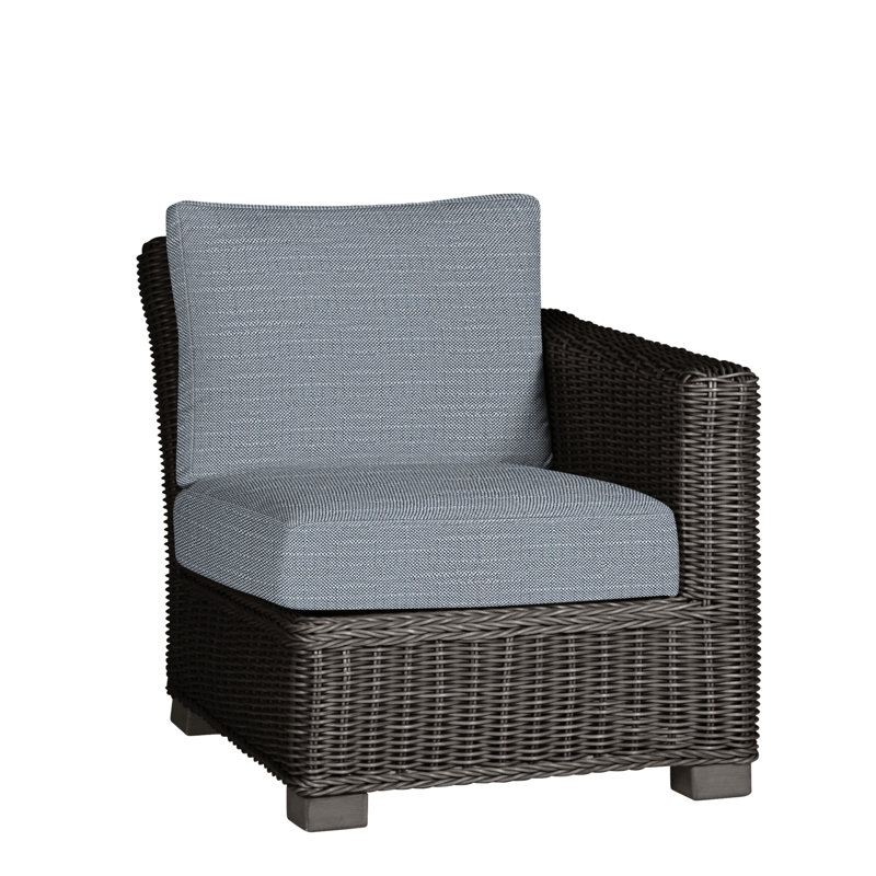 Rustic Patio Lounge Chair with Cushions, Welt, Rollo Chambray InsideOut® Linen, Slate Gray