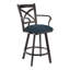 Tabouret pivotant à hauteur de comptoir de 26 po Julia Alegra en tissu irlandais performance brume avec une finition gris Firestone peinte à la main-29249861-95193255-95193259