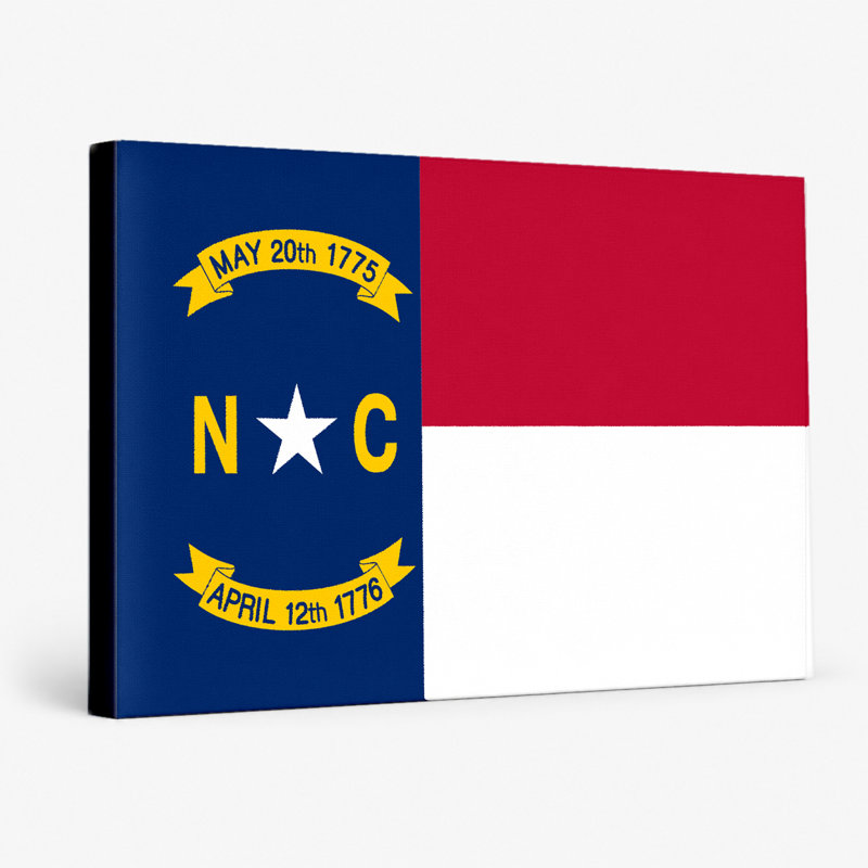 North Carolina State Flag - Art mural sur toile paysage, 14" W x 11" H