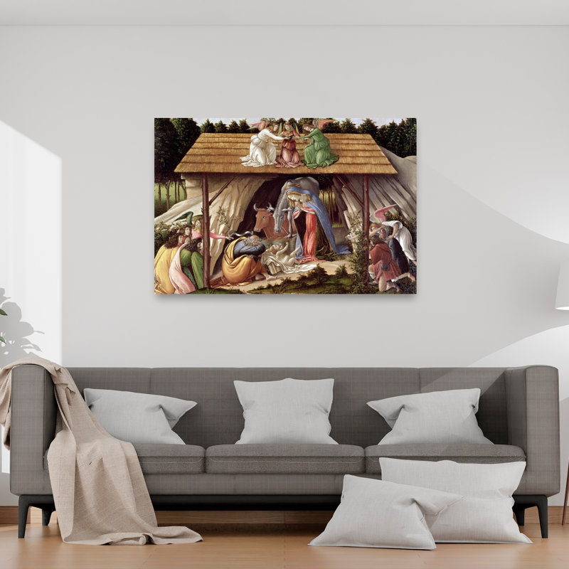 Nativité mystique, détail, impression d'art mural contemporain abstrait d'animaux de 1500, H 40 po x l 60 po