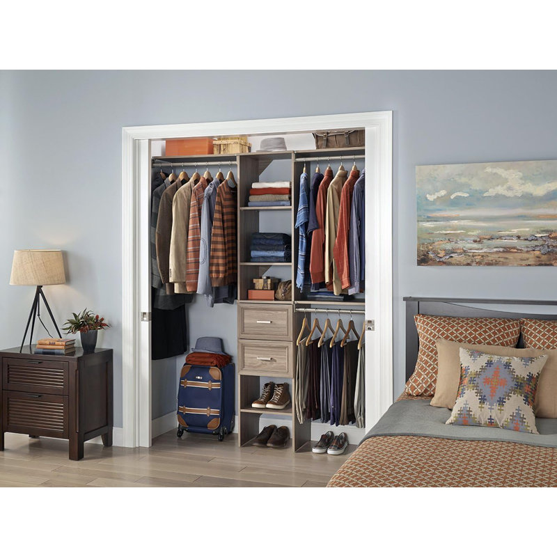 Closet Organizer With Adjustable Shelves, Drawers, And Expandable Rods For Versatile Home Storage